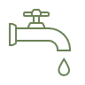 Robinet Vert avec Goutte d'Eau : Icône Plomberie Minimaliste Icône linéaire verte d'un robinet avec une goutte d'eau qui tombe.